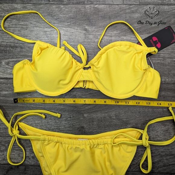 Shekini Drawstring Underwire Tie Side Bikini Swimsuit Size M - Picture 4 of 6